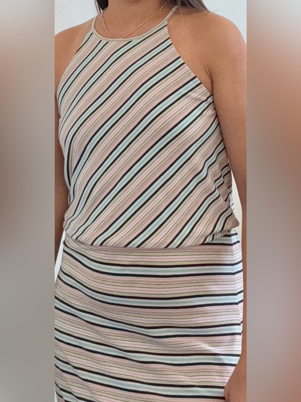 The Limited Pastel Striped Halter Maxi Dress